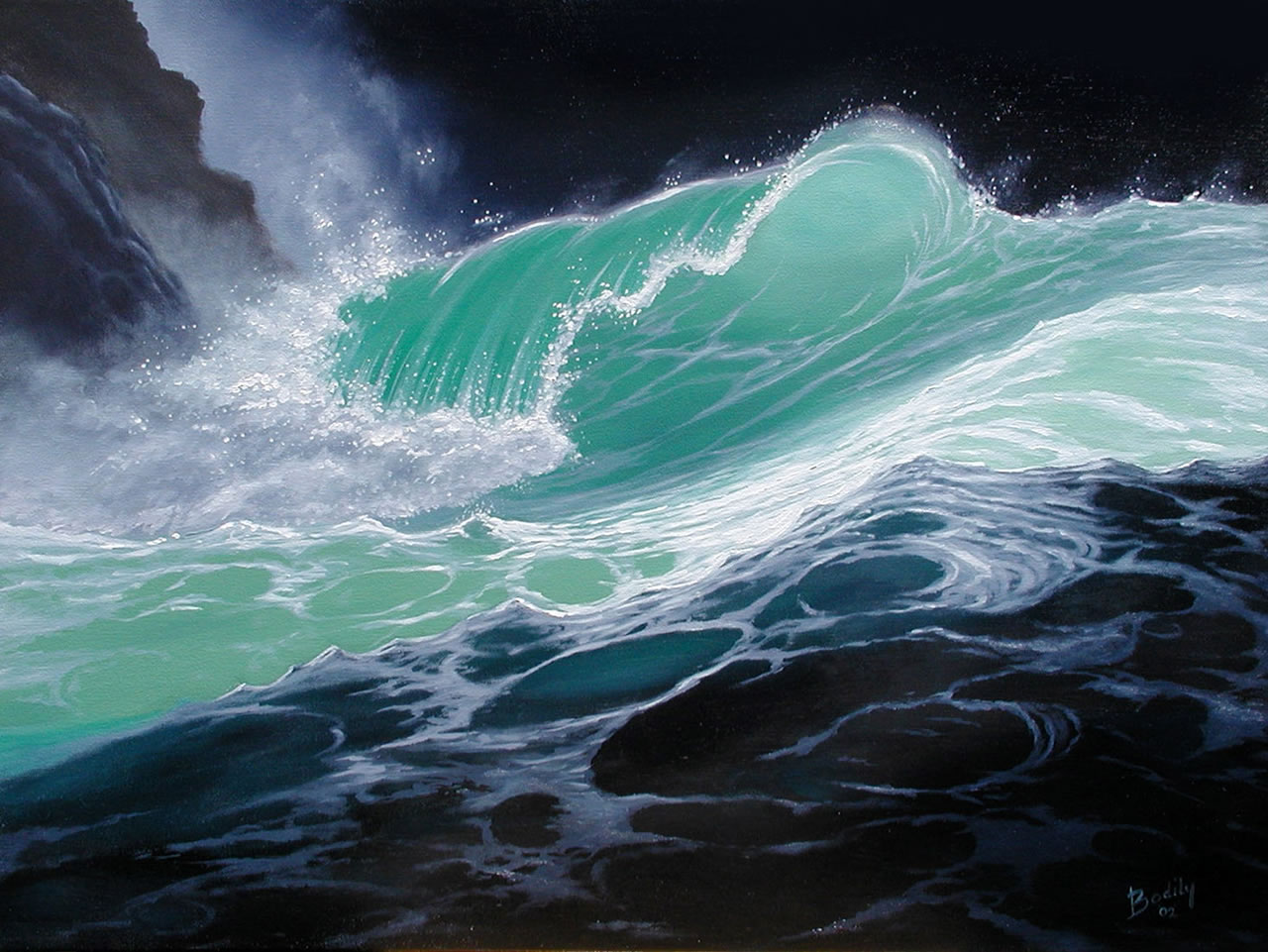 Green Stormy Wave